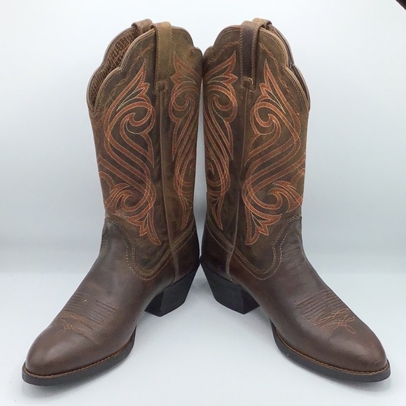 Ariat Heritage Round Up Brown Embroidered Western Boot 4 LR Size 9.5 B - Picture 2 of 16